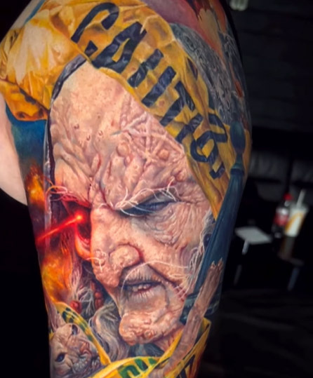 Realistyczny portret z czerwonym światłem